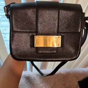 Faux Leather Black Crossbody Bag